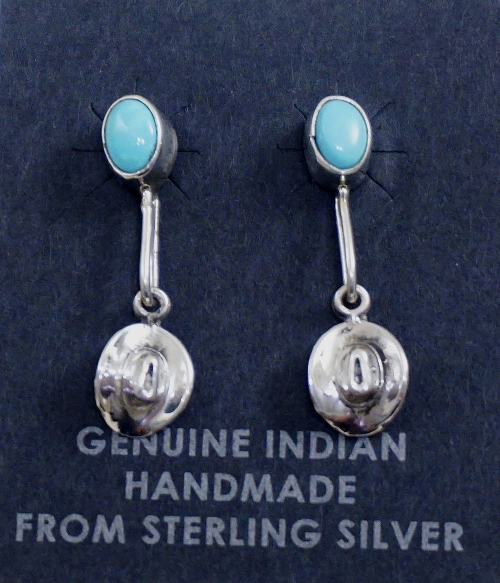 Native American Sterling Silver Turquoise Post Earrings McCarthy 