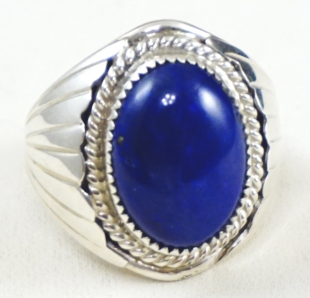 Lapis-Lazuli Natural Gemstone Free Express Shipping Steel Pen Craft Falcon Jewelry 925 Sterling Silver Men Ring