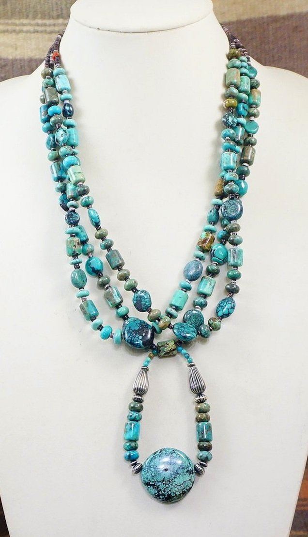 Handmade Southwestern Triple Strand Heishi Necklace 