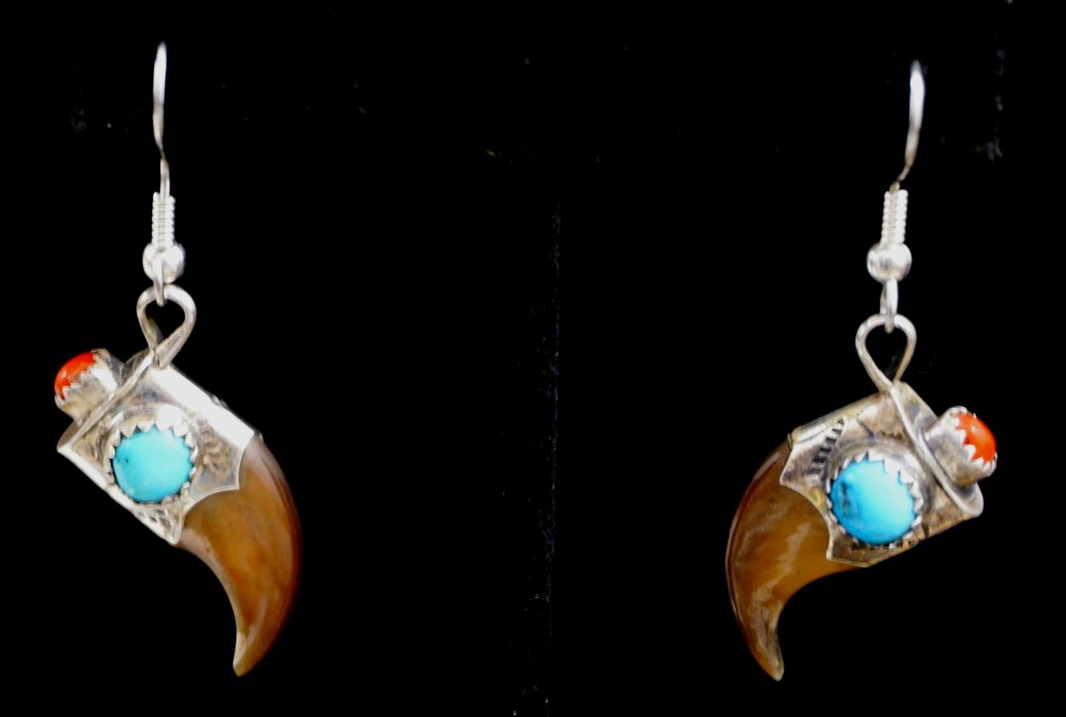 Details about  / Natural Turquoise  Bear Paw Dangle French Hooks Earrings