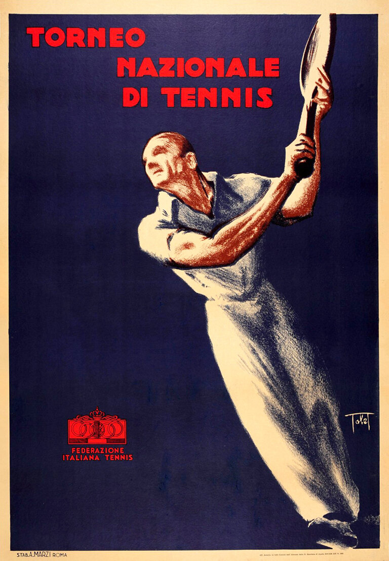 Tennis vintage sports posters fridge magnets set of 8