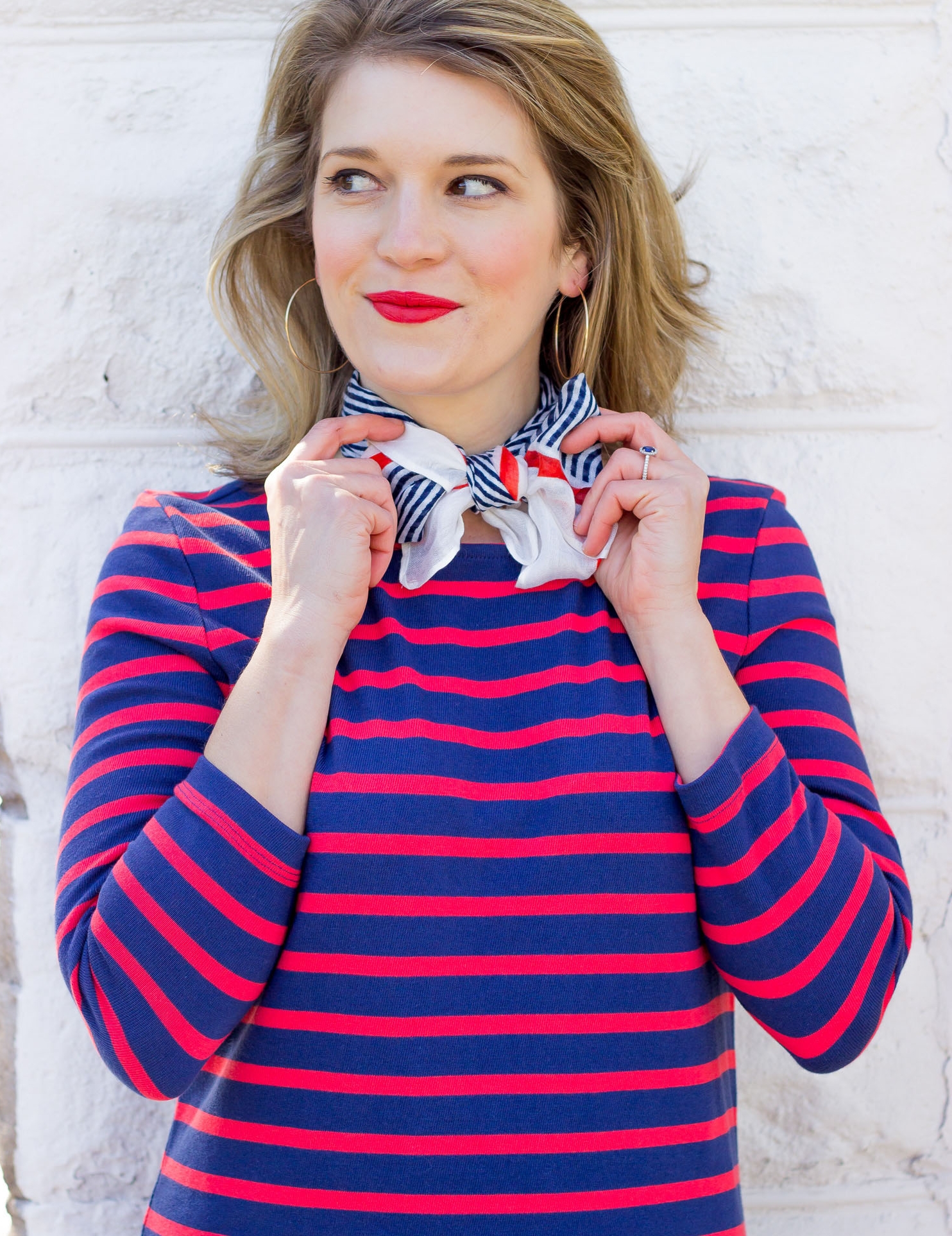 Old Navy striped dress worn by Elise Giannasi of Belle Meets World blog