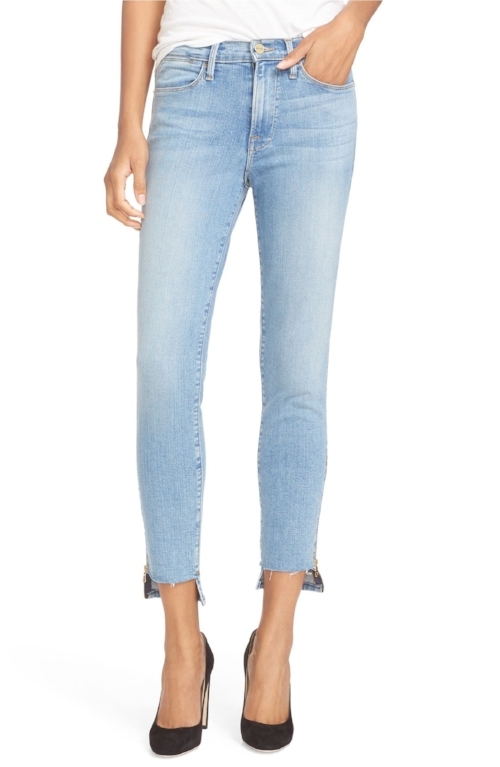   FRAME Step Hem High Waisted Skinny Jeans   3. Another trendy pair of light washed jeans  (I love the black pair too!)  with a step hem perfect for showing off a great pair of shoes or a fresh pedicure. 