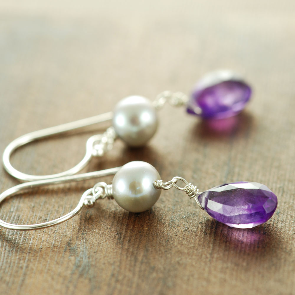 earrings pretty purple pearls
