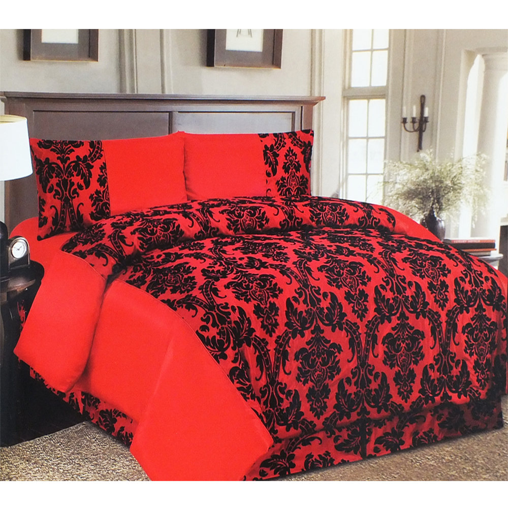 Red Black Damask 4 Pcs Bedding Set Duvet Sets Gift Daddy