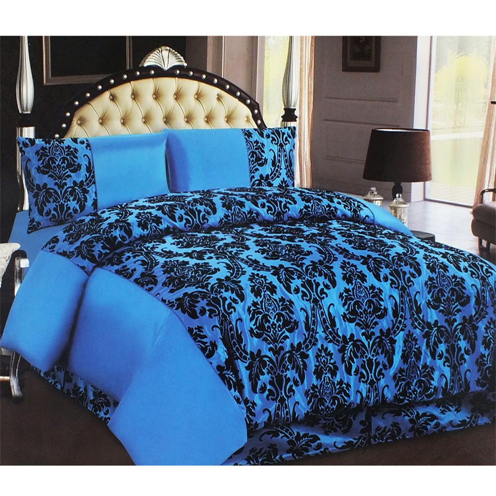 Blue Black Damask 4 Pcs Bedding Set Duvet Sets Gift Daddy