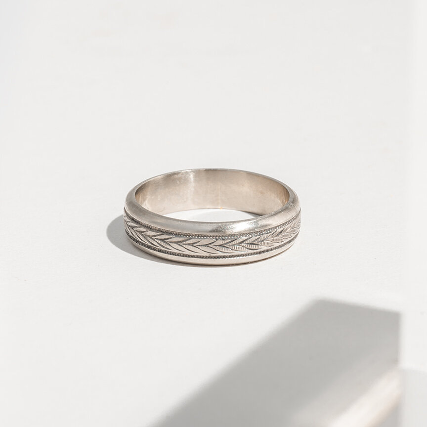 Omzet sleuf Voorkeursbehandeling 14K white gold engraved ring — Tasha Rae Jewelry