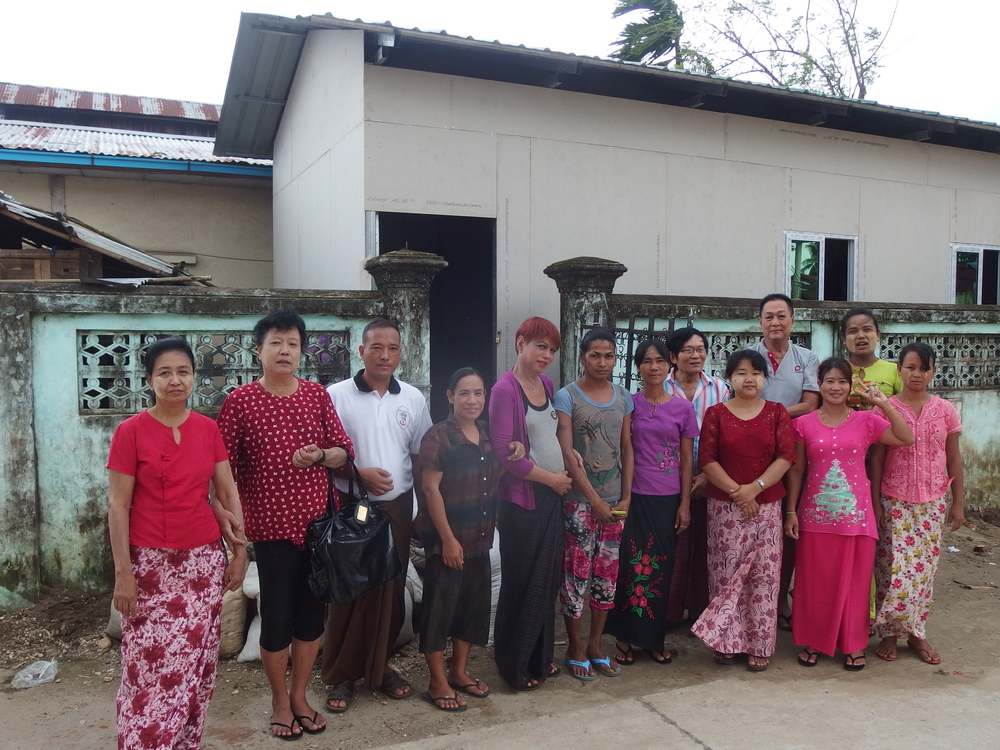 Staff and trainees outside the newly constructed vocational centre 