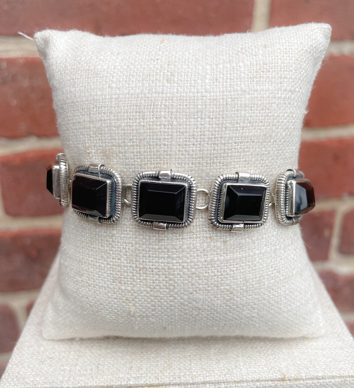 Square Black Onyx Bracelet in Sterling Silver — Capone's Jewelry
