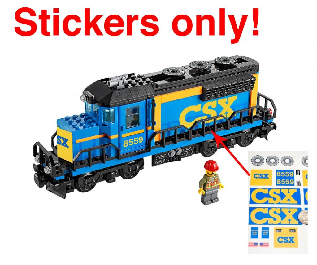 Aufkleber Sticker passend für LEGO 60052 Cargo Train RC Eisenbahn Zug Custom 