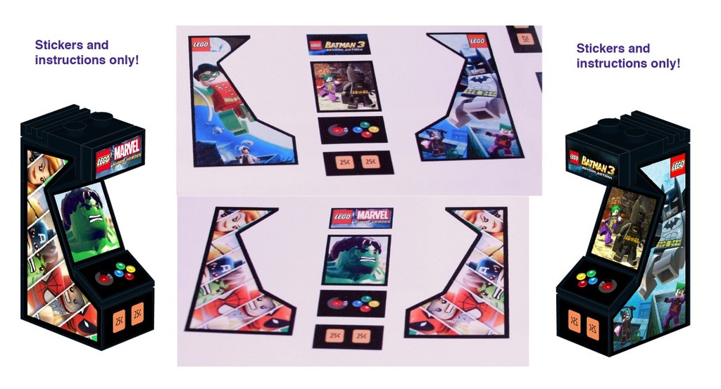 Marvel Avengers And Dc Batman Arcade Machine Stickers For Lego
