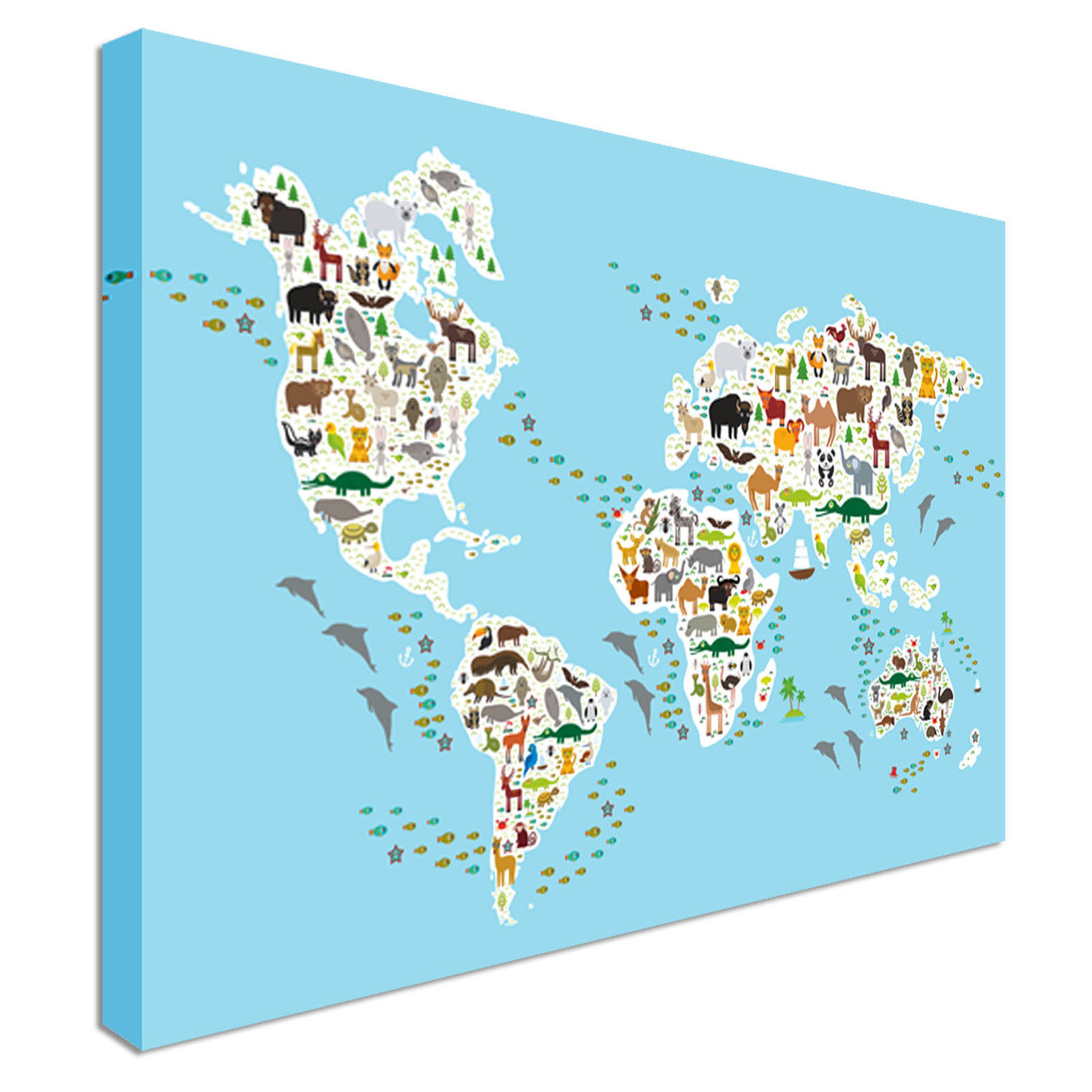 Children's Cartoon World Map for Kids — Canvas Town
