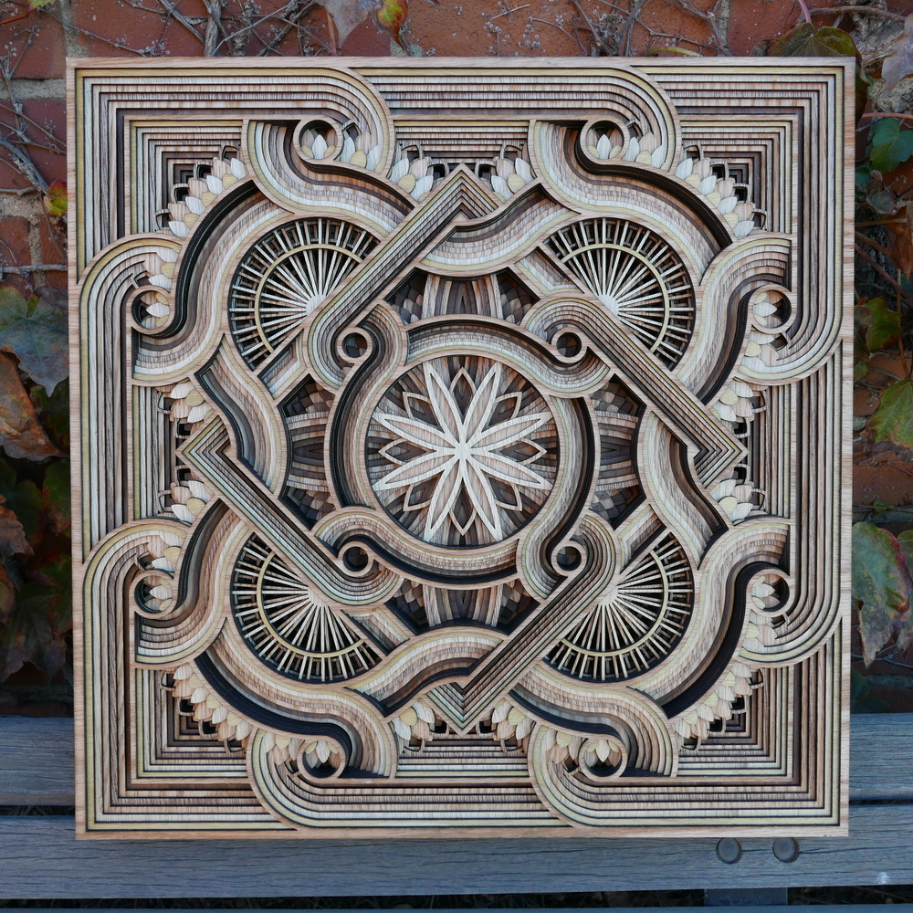 Byzantine Tile,Laser-Cut Wood Relief Sculptures by Gabriel Schama #artpeople