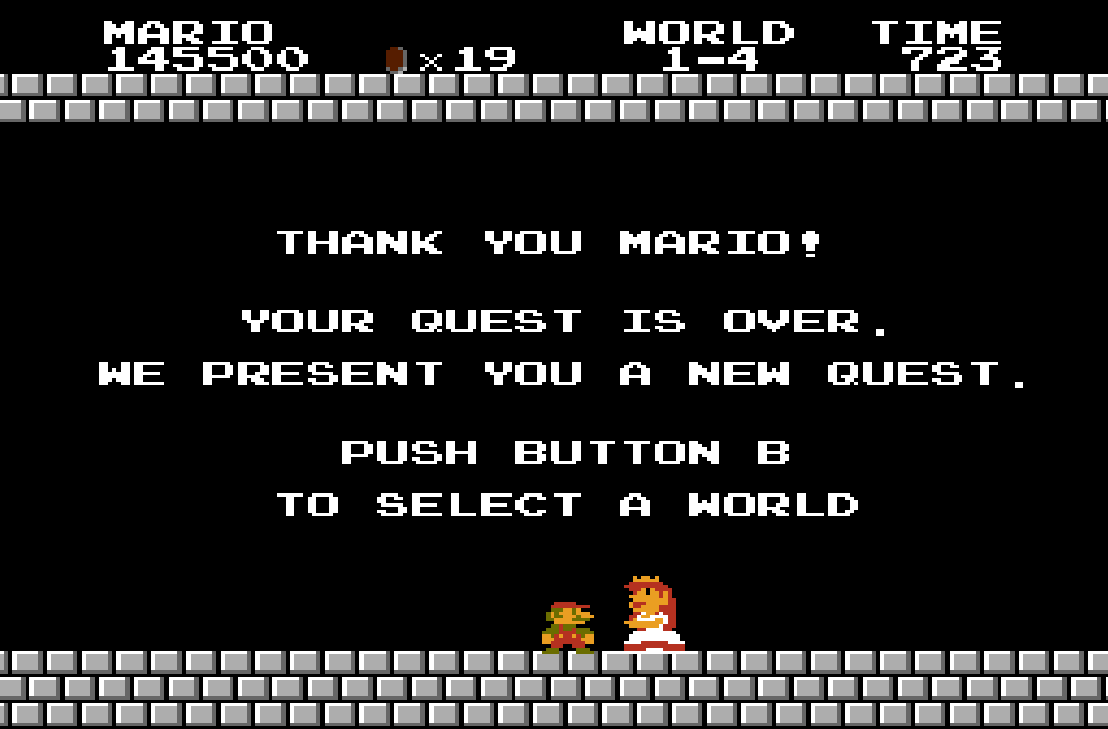 end - Super Mario Bros. (NES/Famicom, 1985)