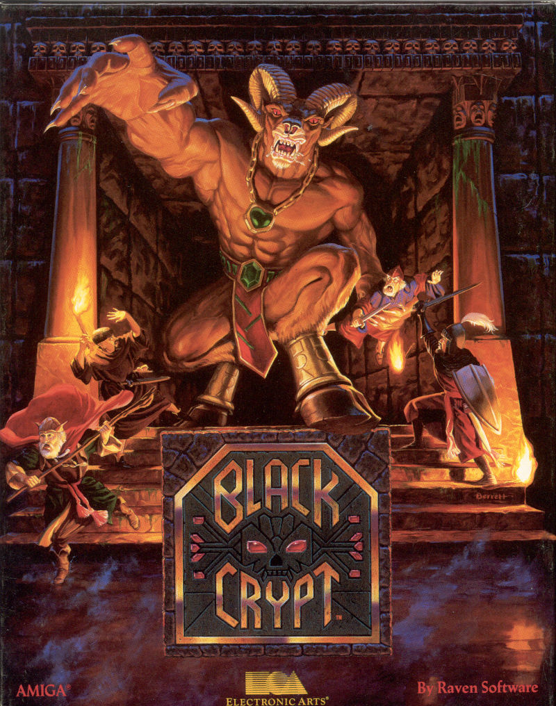 32488 black crypt amiga front cover - Heretic (Raven Software, 1994)