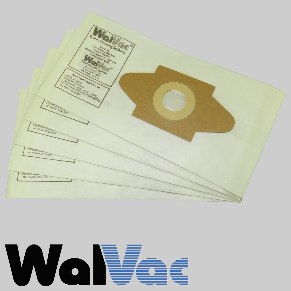 57162 -WalVac Vacuum Bag 6 Bags WalVac 10 Gallon Central/Build-in Vacuum Bags 