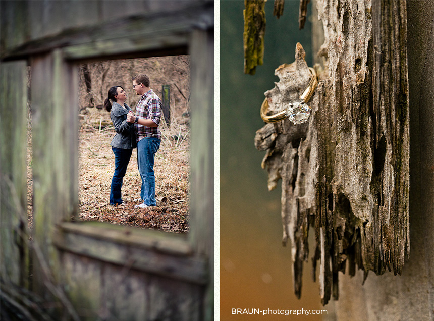 St. Louis Engagement Photographer :: Environmental Framing and Ring Detail