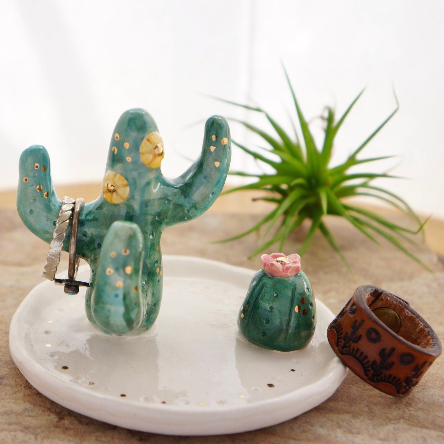 Boho Cactus ceramic Ring Cone dish, Ring Holder, Boho Jewelry
