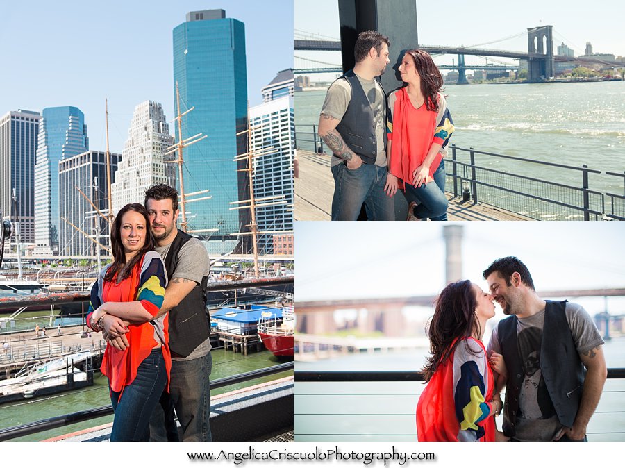View of Brooklyn Bridge for Engagement Session in New York NYC