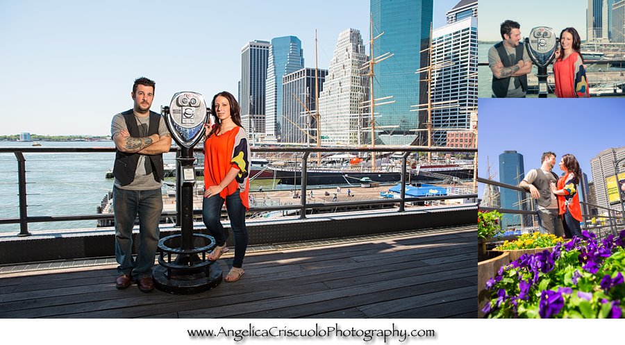 Engagement session in NYC South Street Seaport