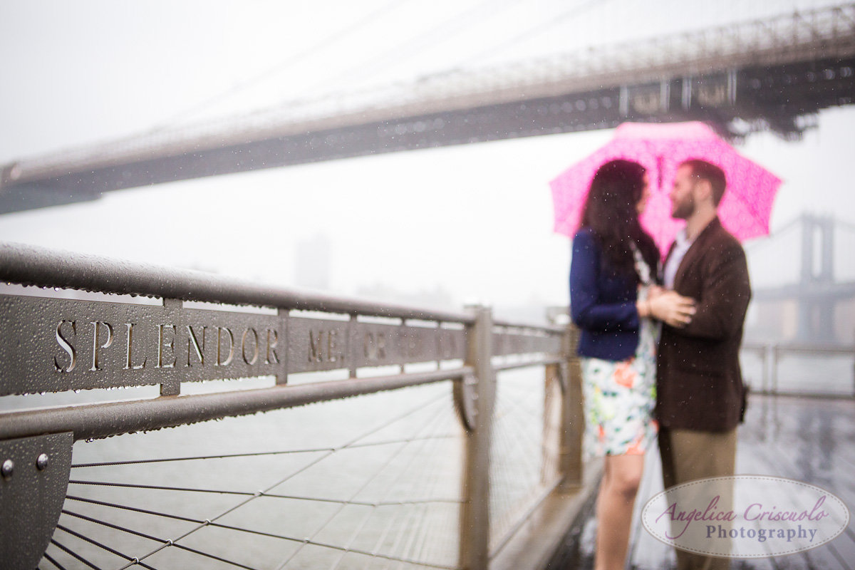 NYC_Engagement_Photography_Brooklyn_Promenade_DUMBO_Rain and Umbrella Photos