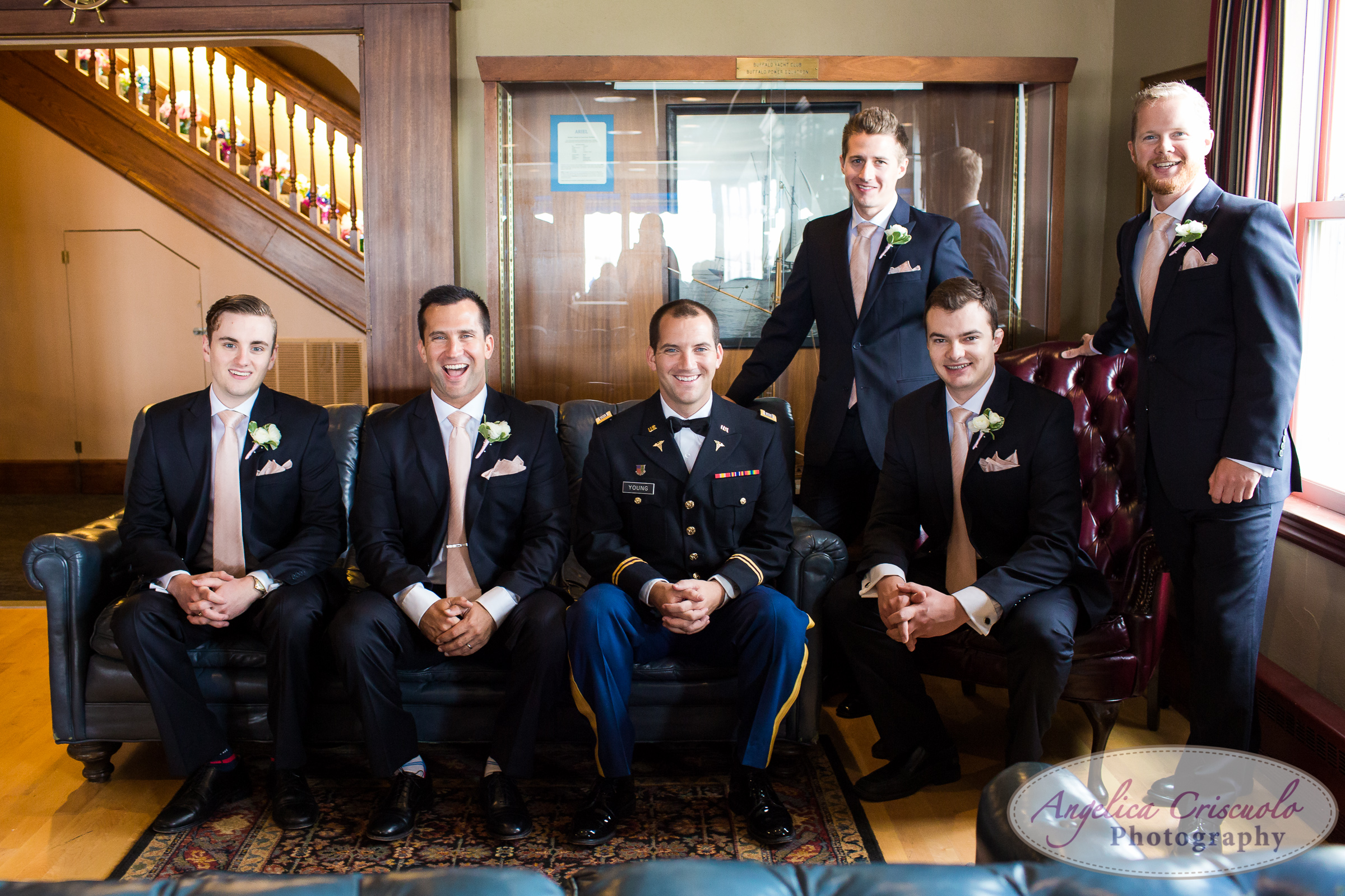 Groomsmen wedding photos in Buffalo Yacht Club