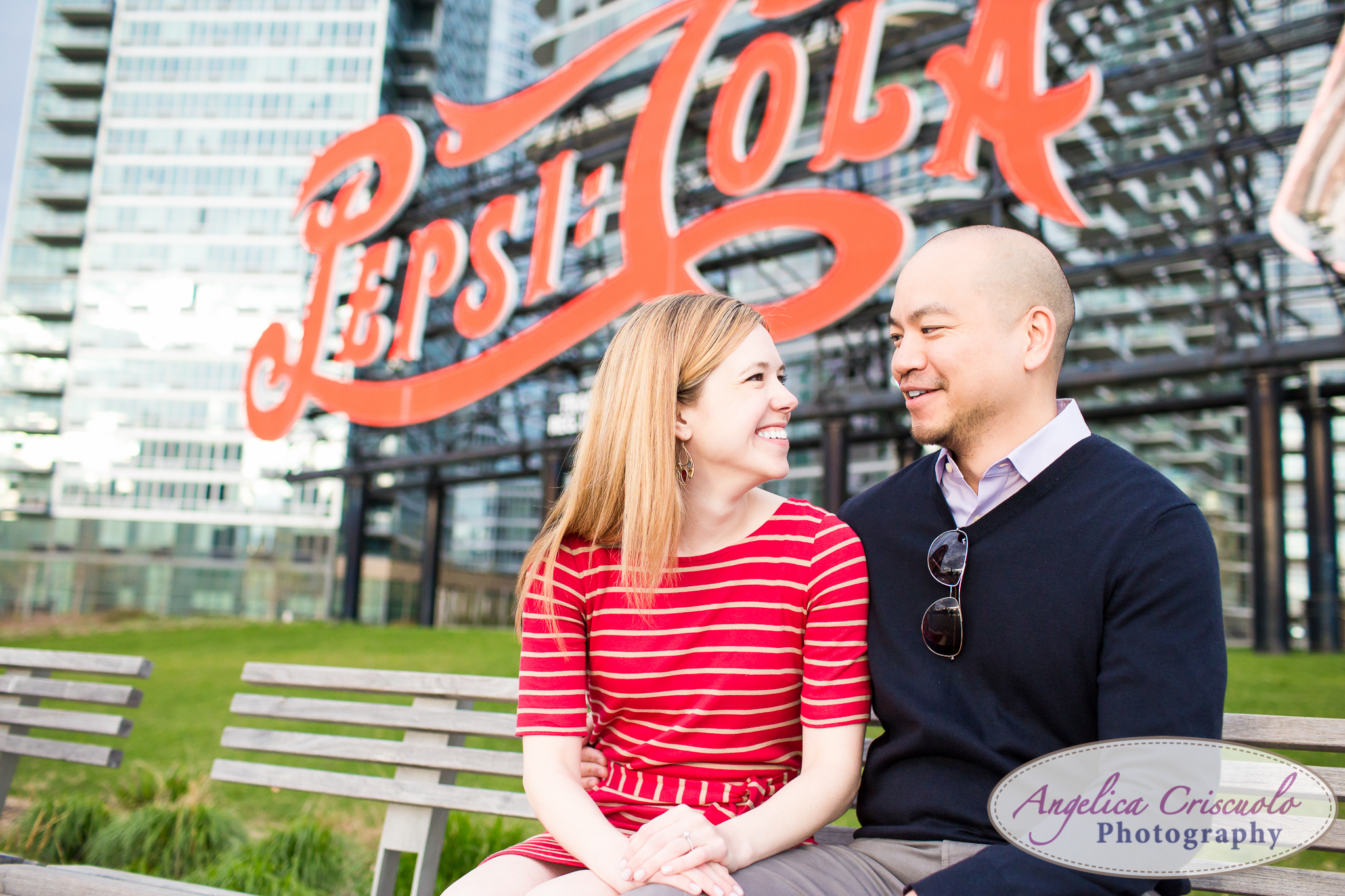 Queens Long Island City New York Engagement Photos in Gantry State Pepsi Sign