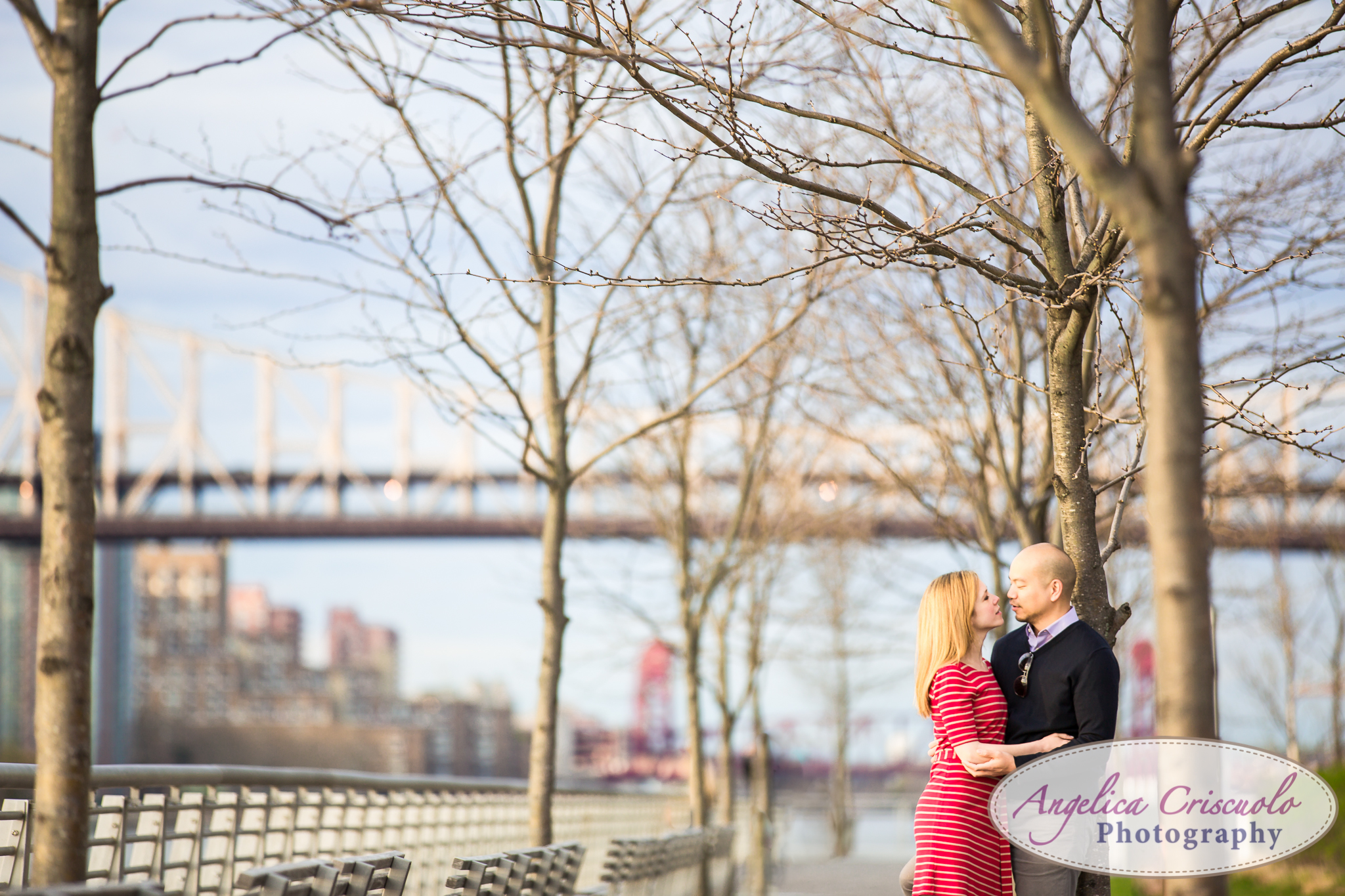 Queens Long Island City New York Engagement Photos in Gantry State Park East River Walk