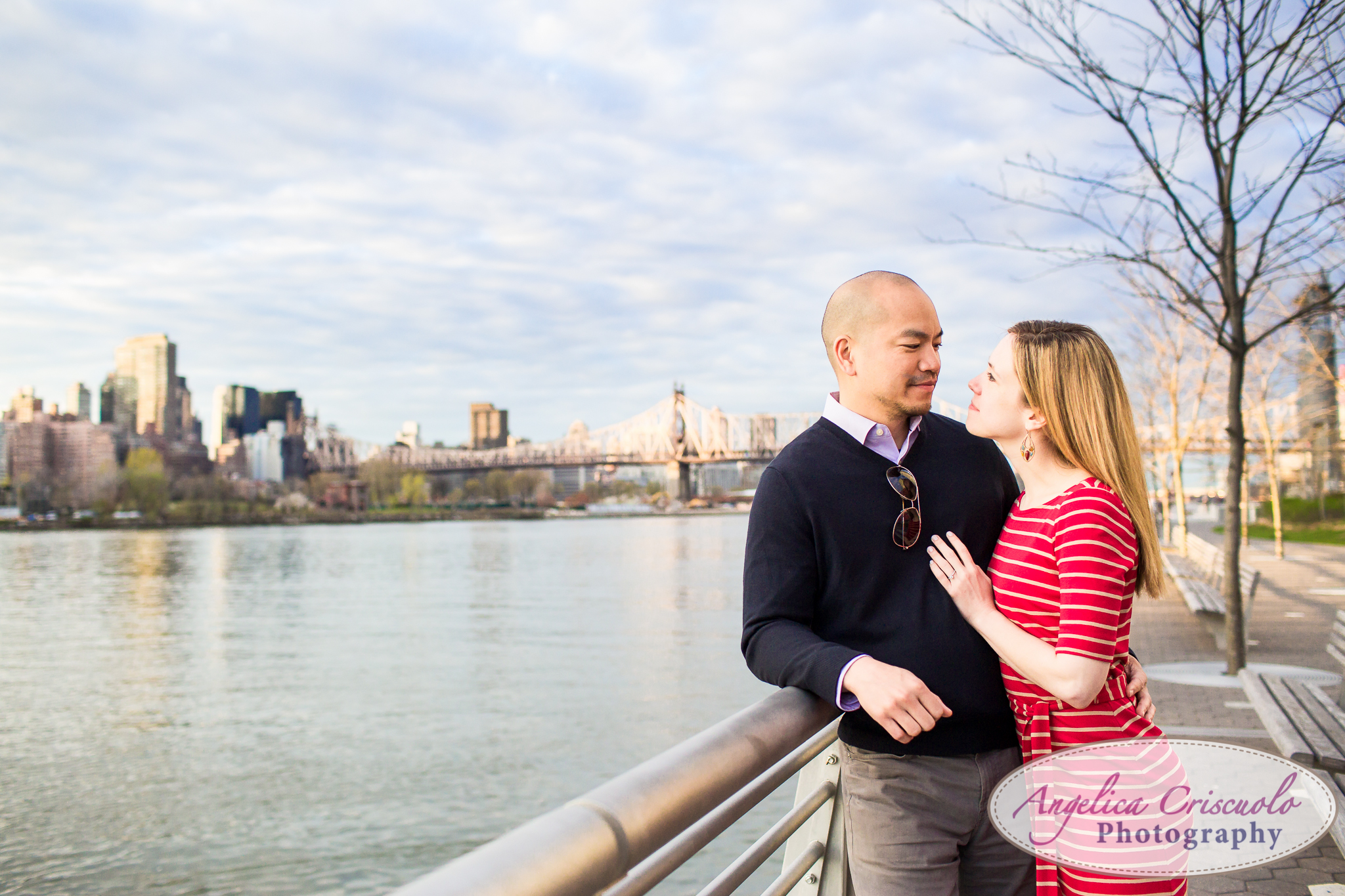Queens Long Island City New York Engagement Photos in Gantry State Park East River