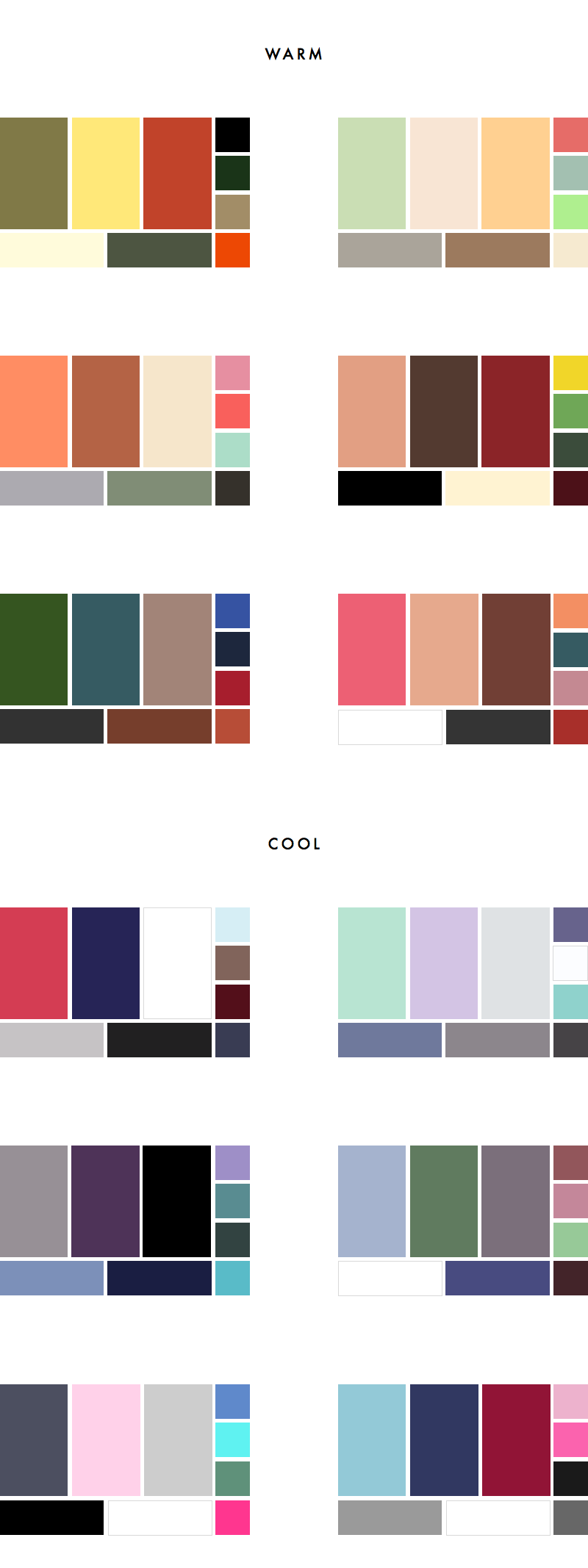 36 Colour Palettes for your Wardrobe Part I: Warm vs Cool