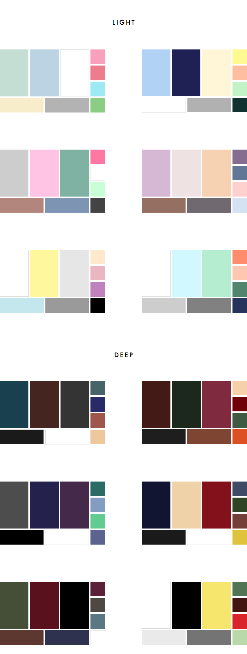 36 Colour Palettes for your Wardrobe Part III: Light vs Deep