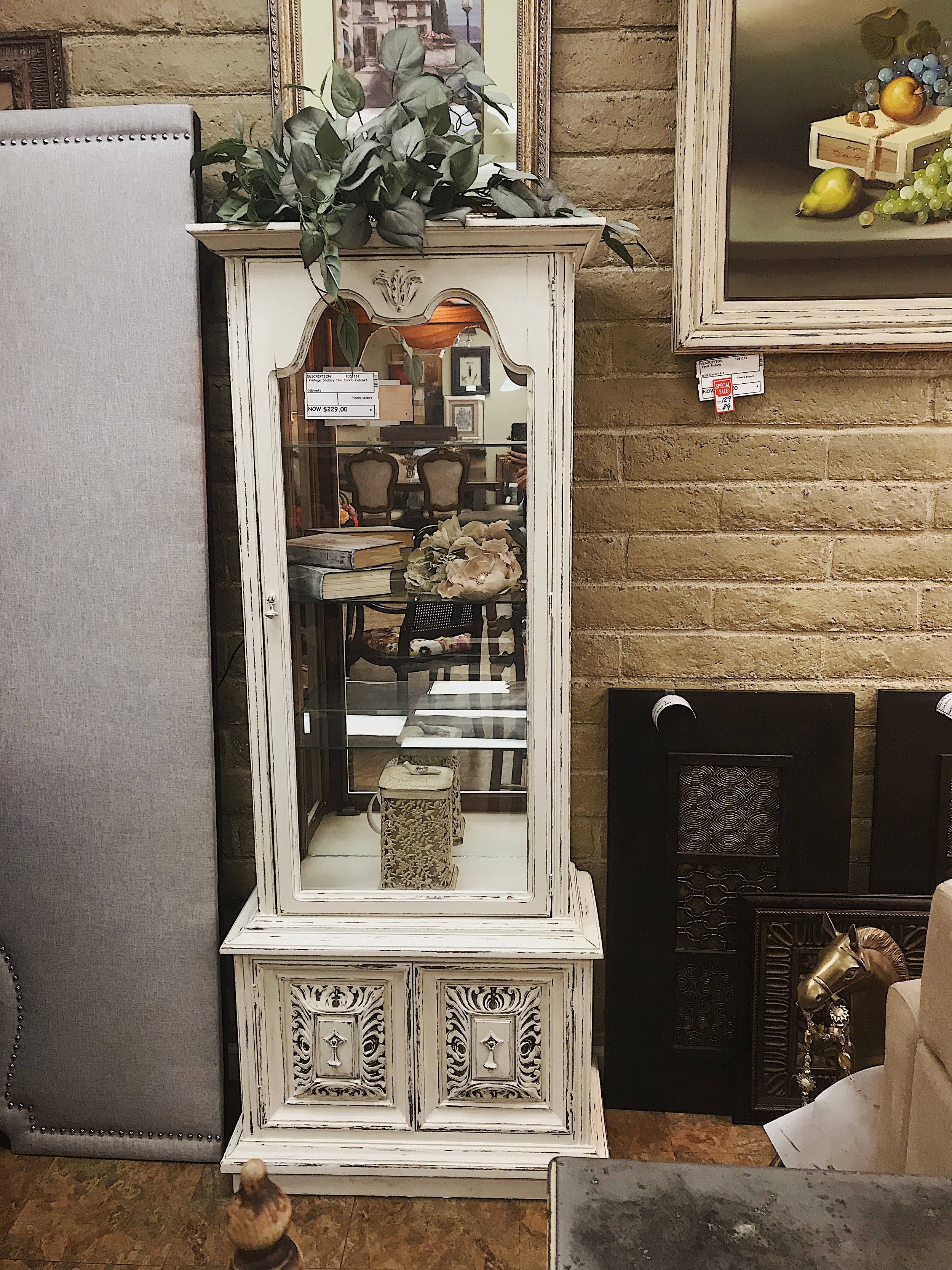 Vintage Shabby Chic Curio Cabinet Finders Keepers