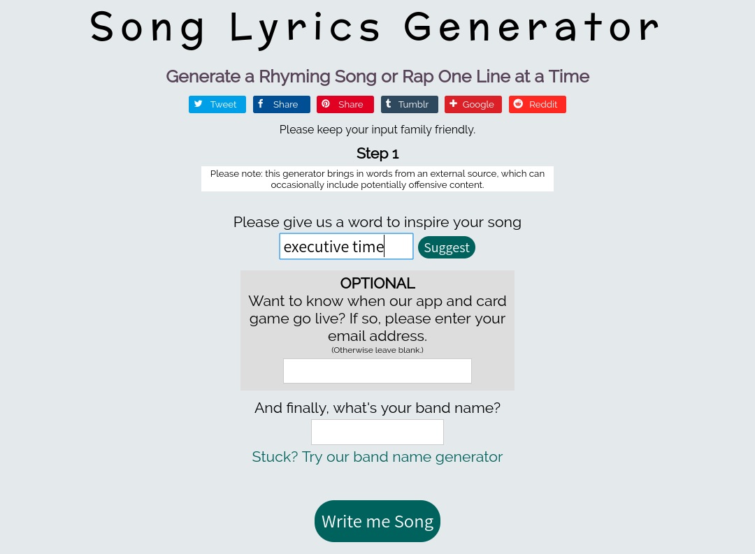 New Song From The Lyrics Generator The Tangled Mango Storm