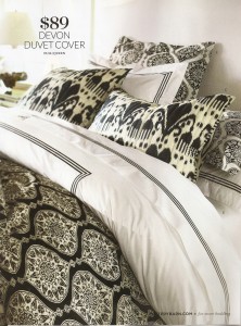 A pic of new black and white bedding from Pottery Barn