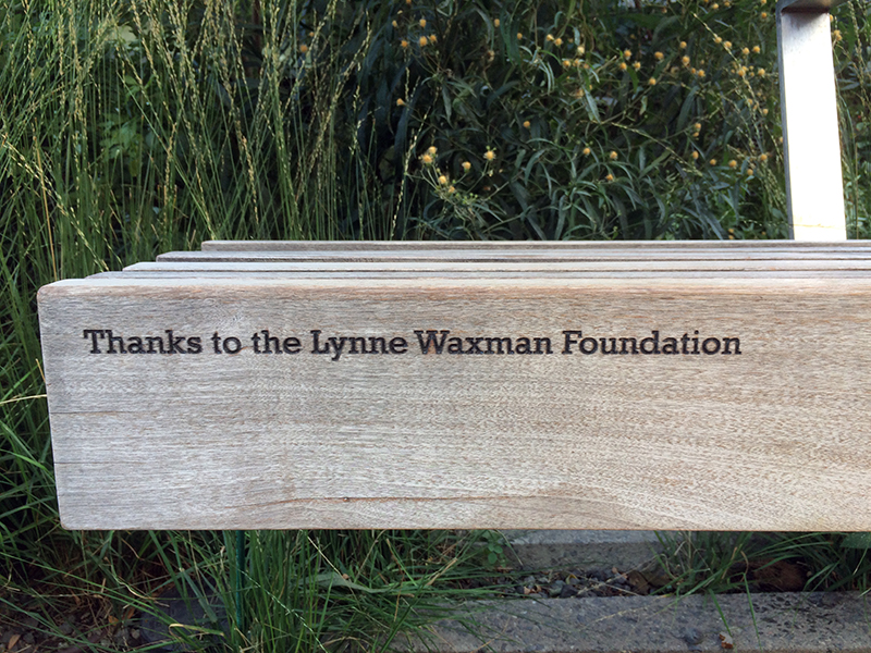High Line Bench with sandblasted carved text
