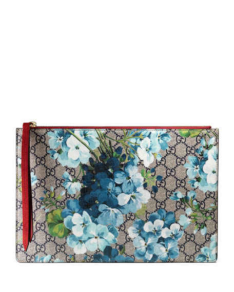 Gucci GG Blooms Large Pouch Bag, Blue 