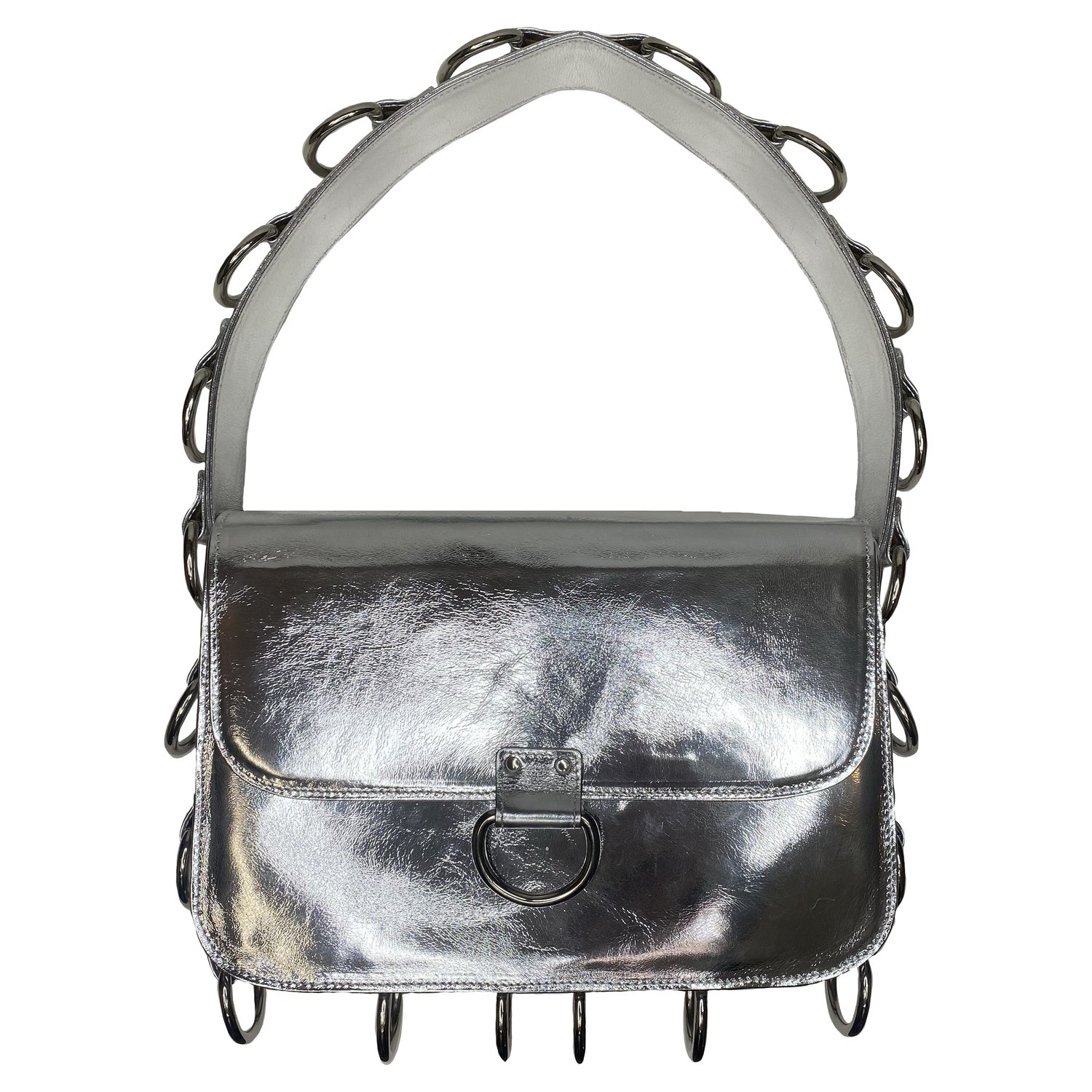 The Leather D-Ring Bag Silver — Helena Eisenhart