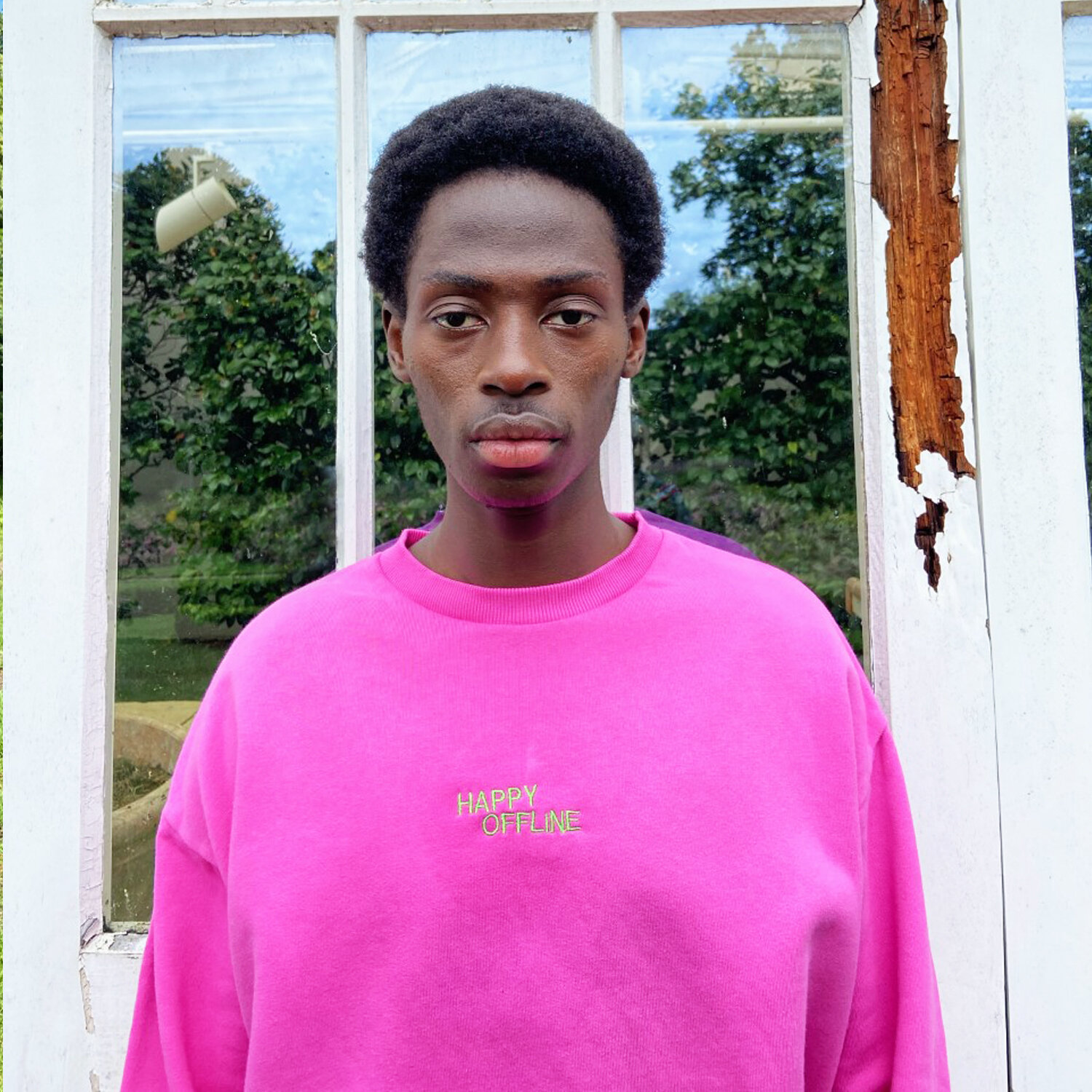 Pink Oversized Happy Offline Sweatshirt - Quillattire