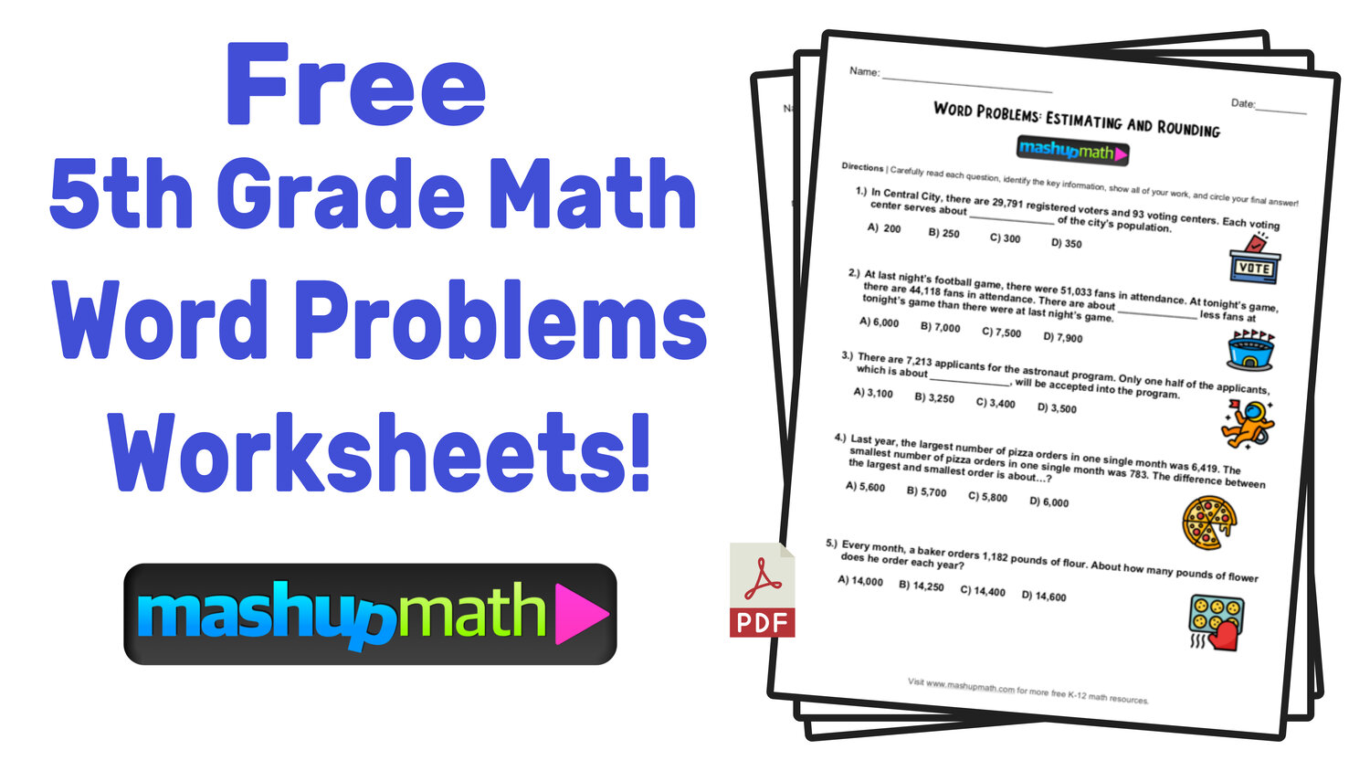 5th Grade Math Word Problems Free Worksheets With Answers Mashup Math