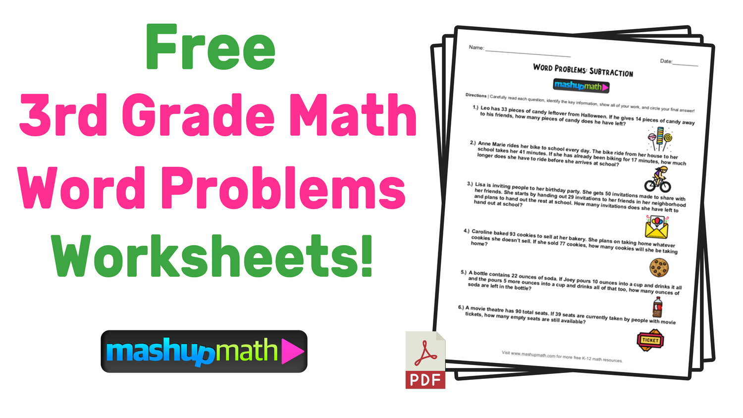 3rd Grade Math Word Problems Free Worksheets with Answers — Mashup Math