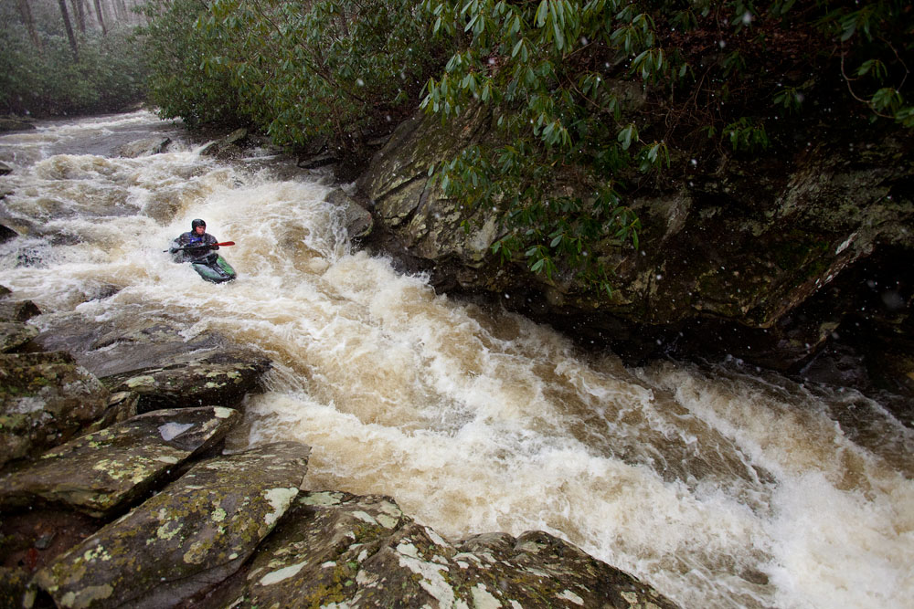 Mitch WerBell drops into a rapid along Boone Fork