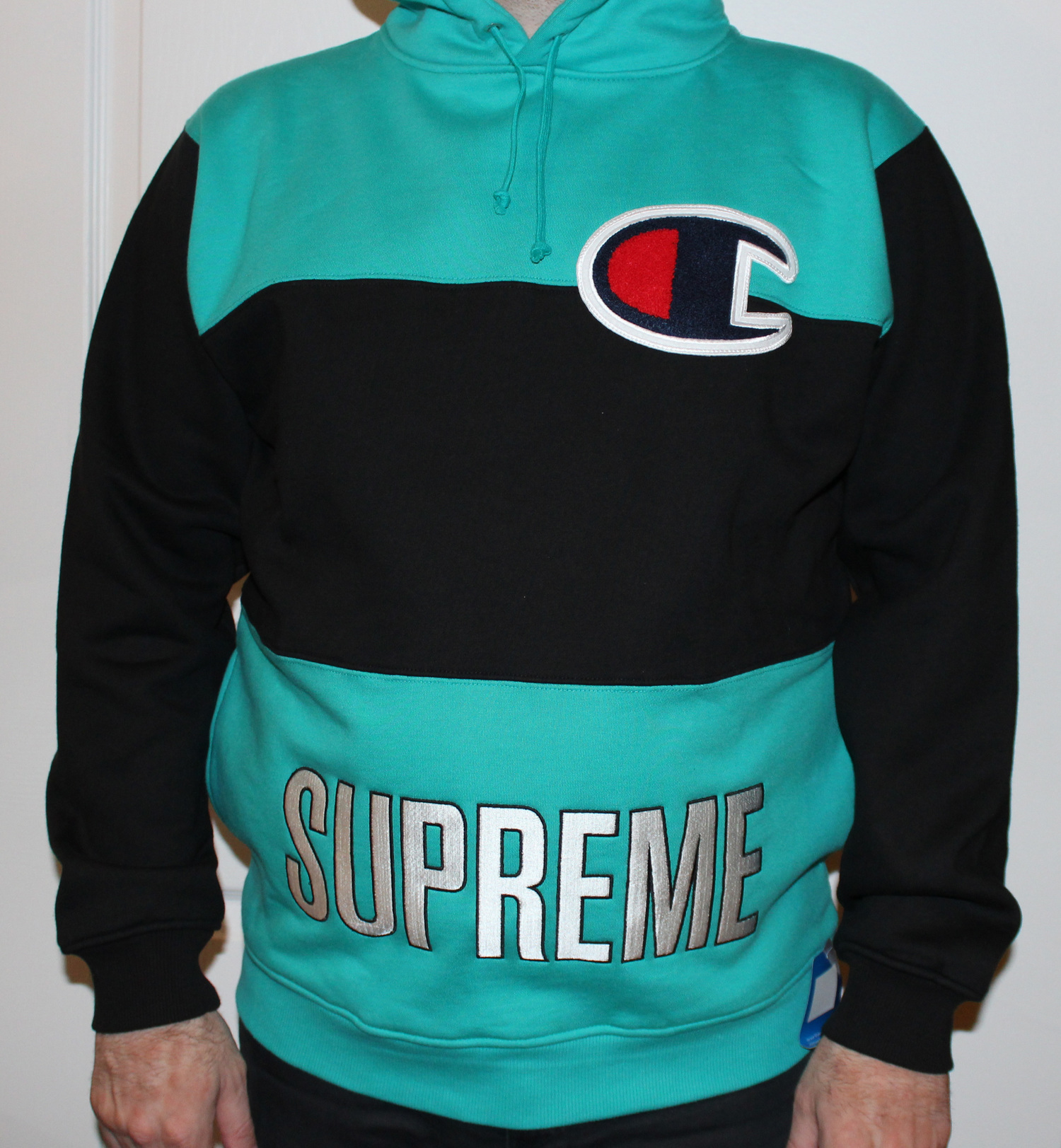 Supreme x Champion Aqua Spell Out Hoodie NWT F/W 13 (Size L) — Roots