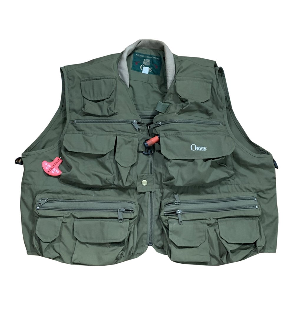 VINTAGE Orvis Fishing Vest 44 Inch Chest White Multi Pocket