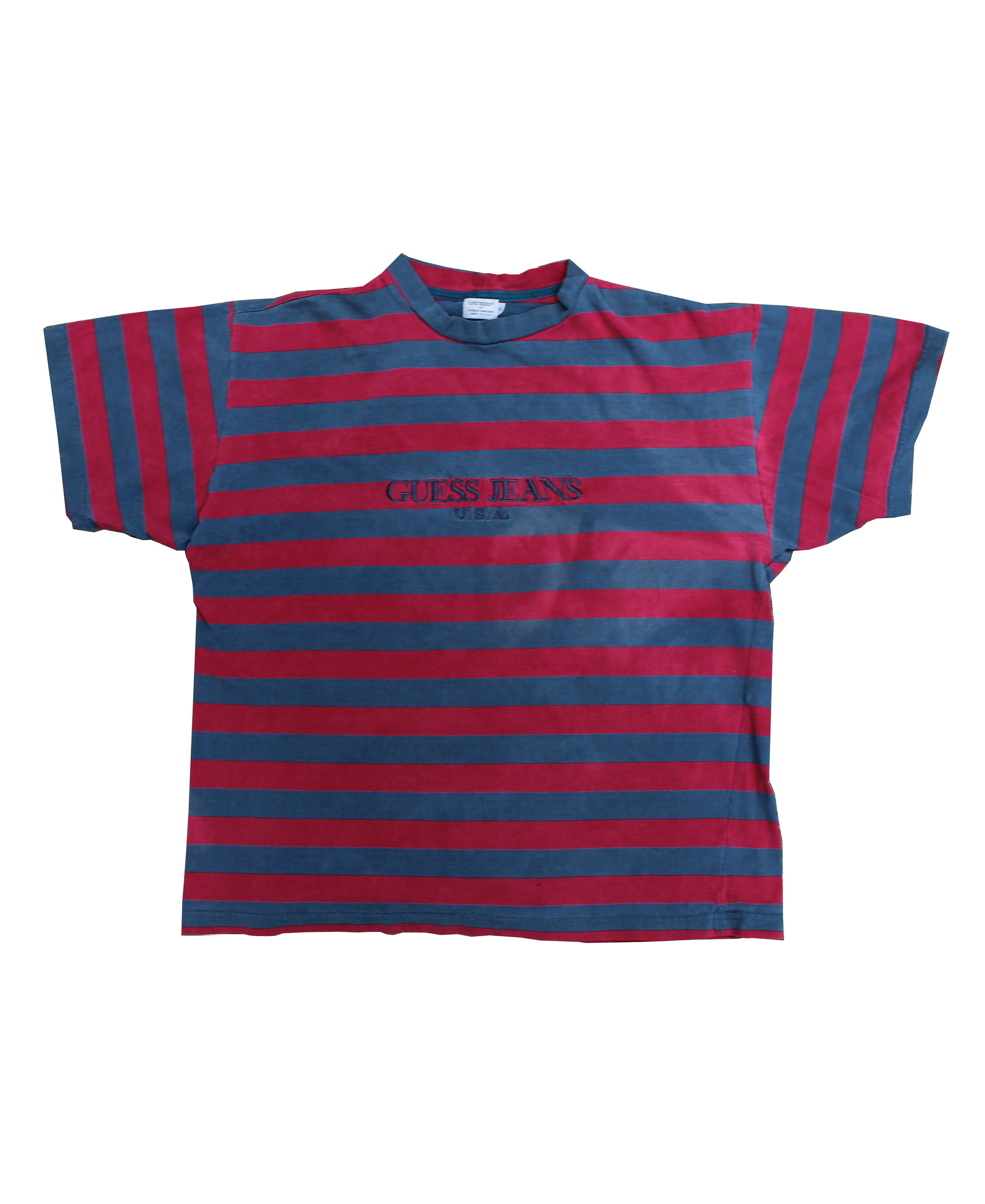 guess red white and blue striped shirt