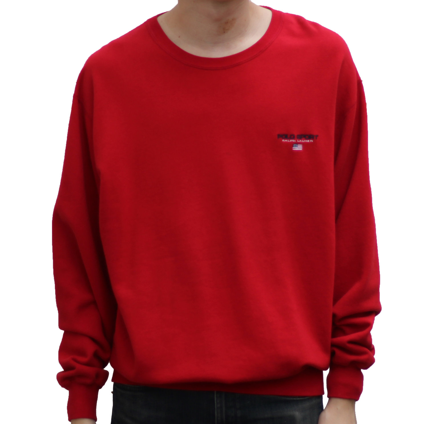 Vintage Polo Sport Red / Navy Crew Neck Sweatshirt (Size M) — Roots