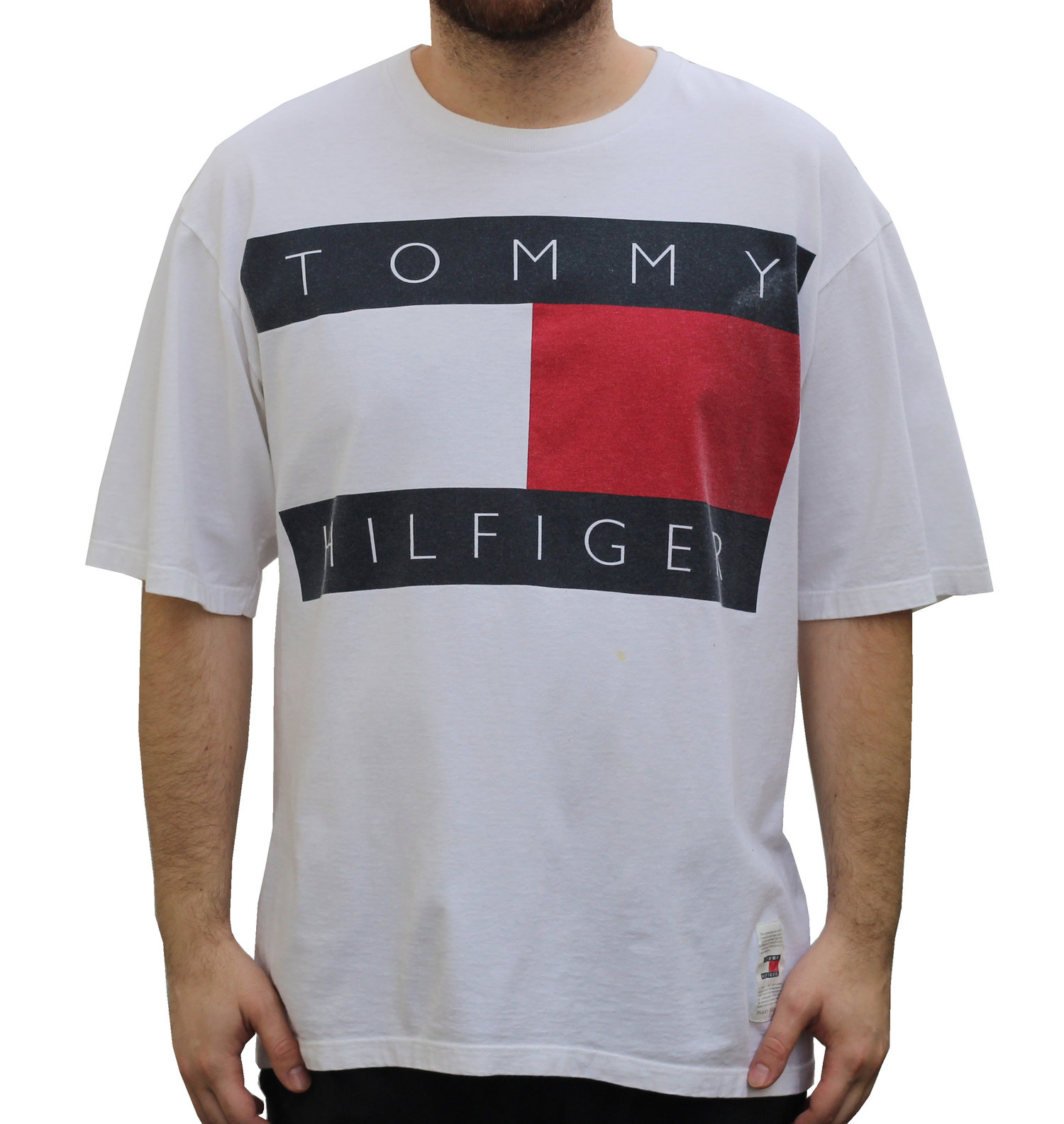 Vintage Tommy Hilfiger Big Logo White T Shirt (Size XL) — Roots