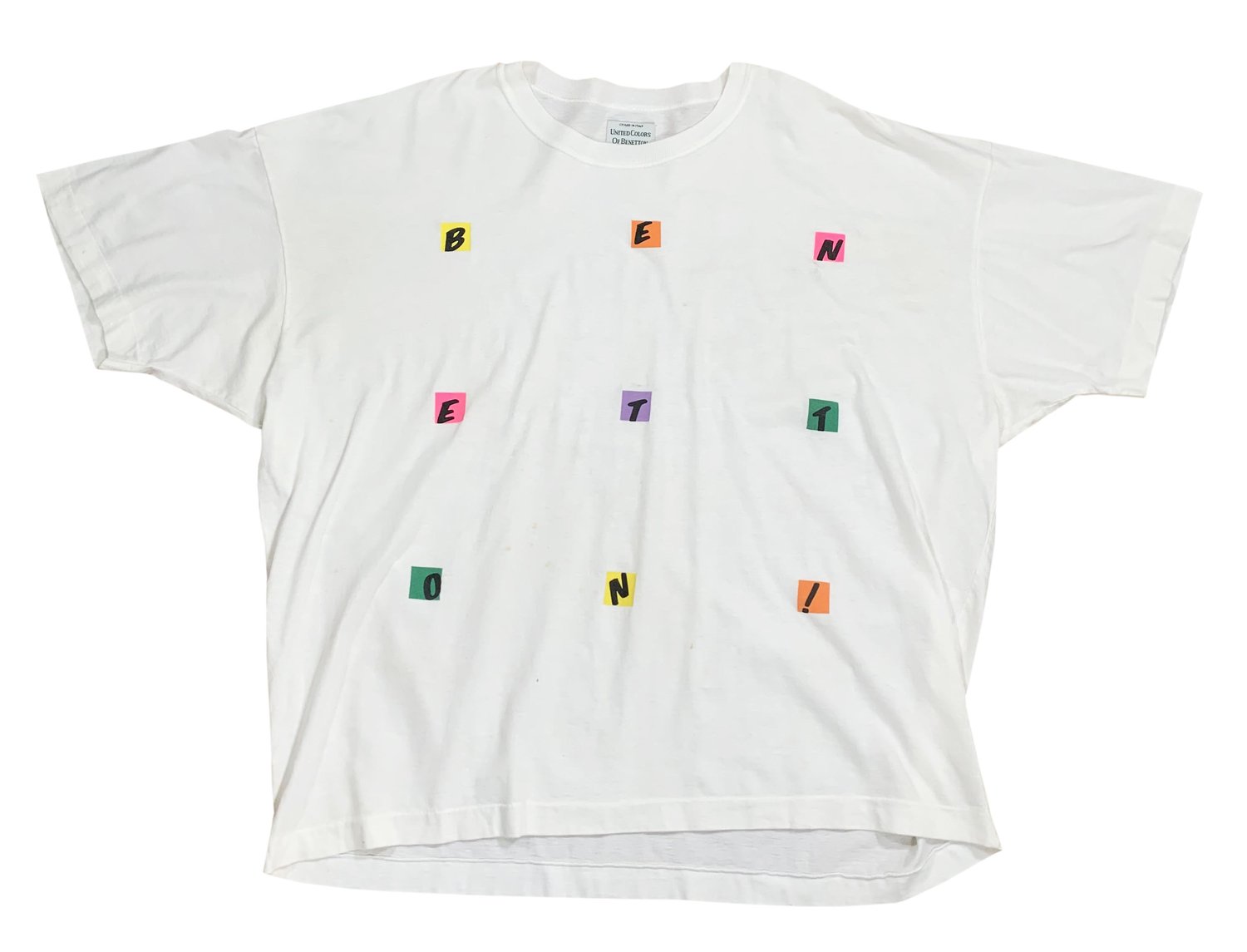 United White (Size Out Spell T XL) Roots Of Shirt Colors Vintage — Benetton