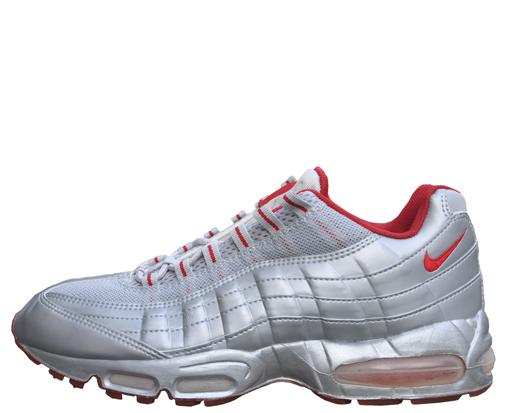 silver and red air max 95