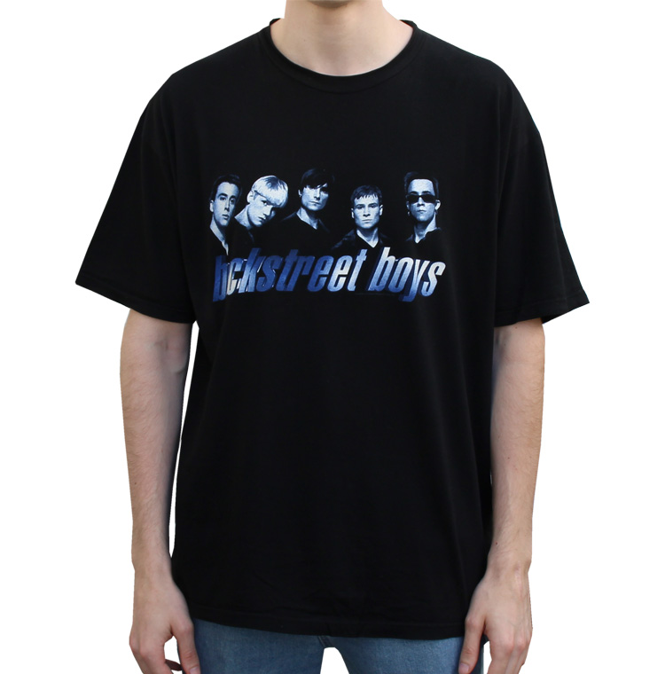 Pop Shirt Backstreet Boys Band T-Shirt BSB Rock Shirt Retro Shirt Music Shirt Backstreet Boys Vintage Repeat Logo Slim-Fit T-Shirt