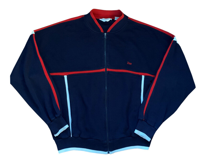 Vintage Christian Dior Navy / Red Sweat Full Zip Crewneck (Size XL) — Roots